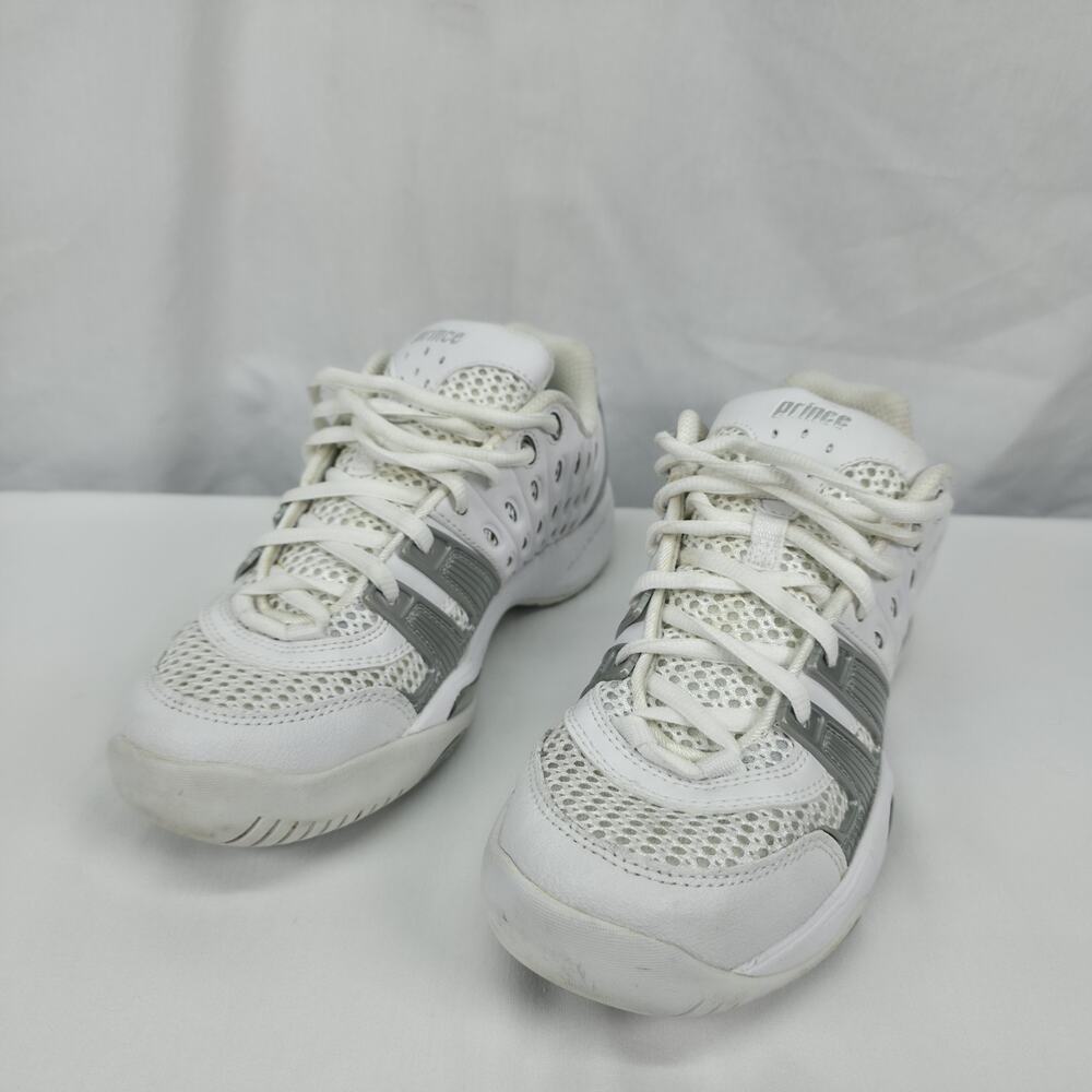 Prince T22 Womens 7 Tennis Shoes White Silver Athletic Court Sneakers Workout